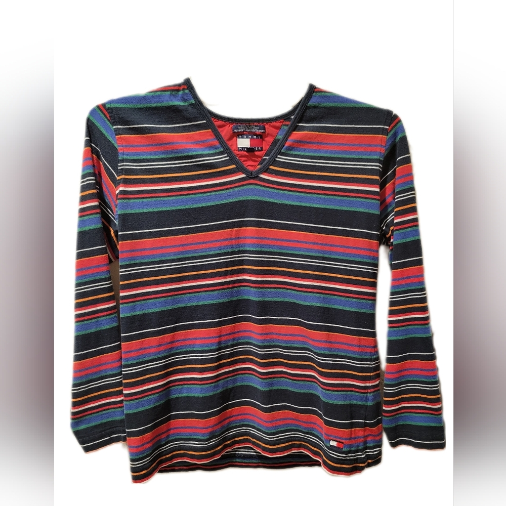 Vintage Tommy Hilfiger Neck Long Sleeve Striped Shirt